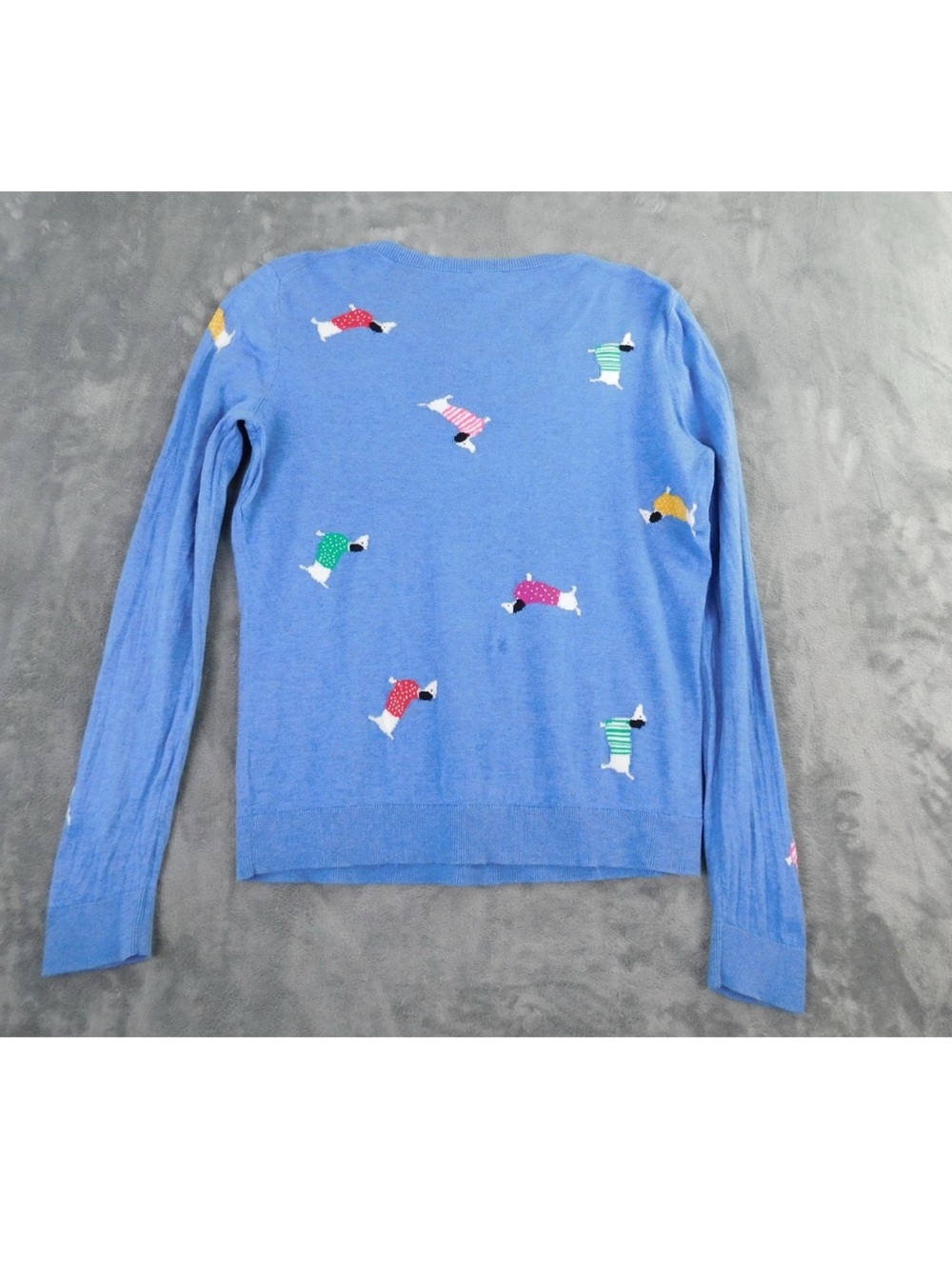 Talbots Blue Crewneck Sweater with Striped Dog Motif - Picture 5 of 5